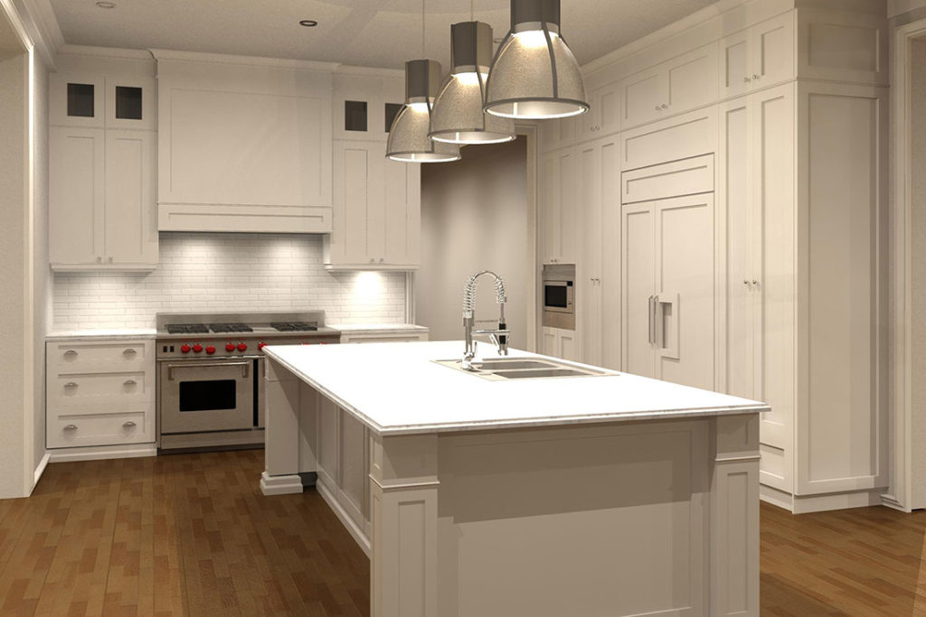 Design Builder Oakville Burlington Kitchen Rendering. 3D design