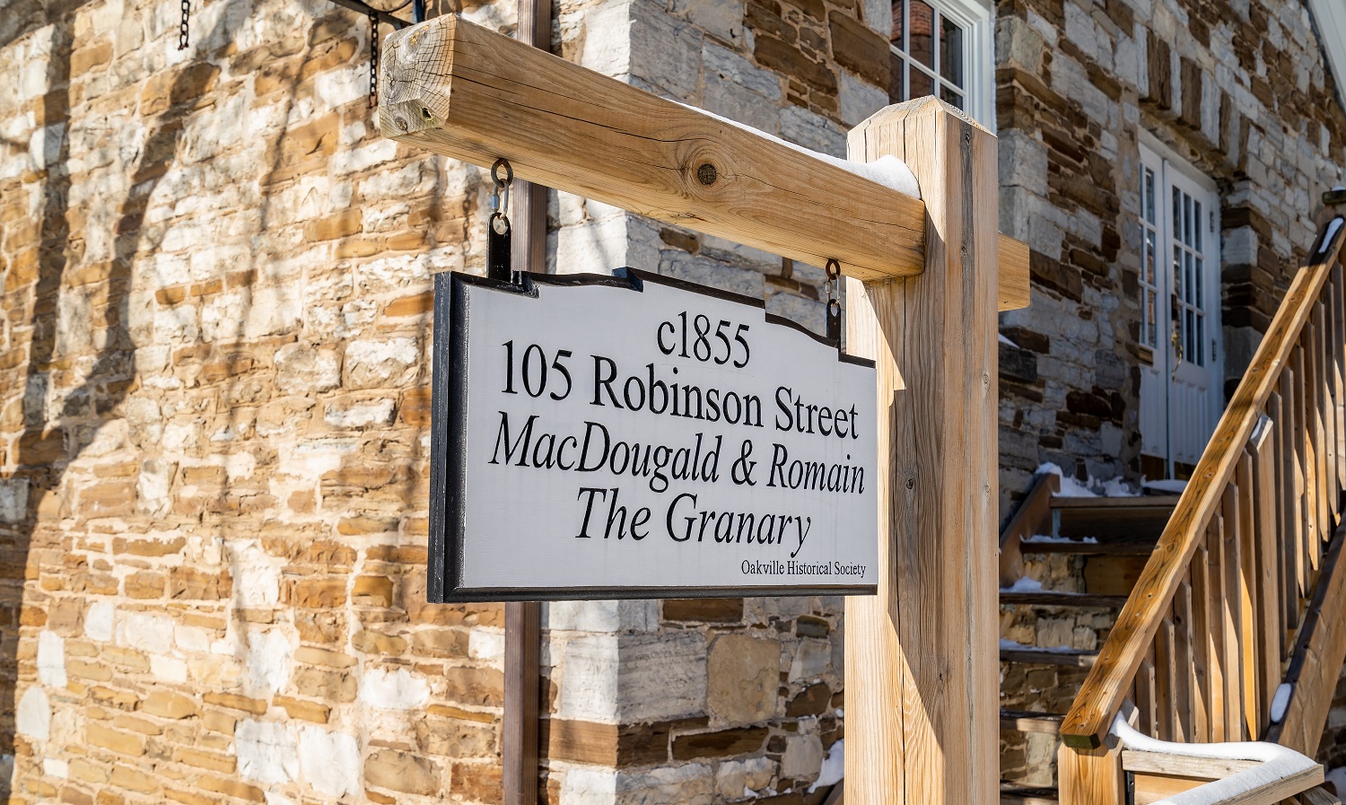 The Granary Exterior Oakville Historical Society Sign