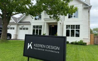 Luxury custom home in Oakville designed by Keeren Design and built by Prasada Custom Homes, featuring a refined traditional exterior and architectural detailing