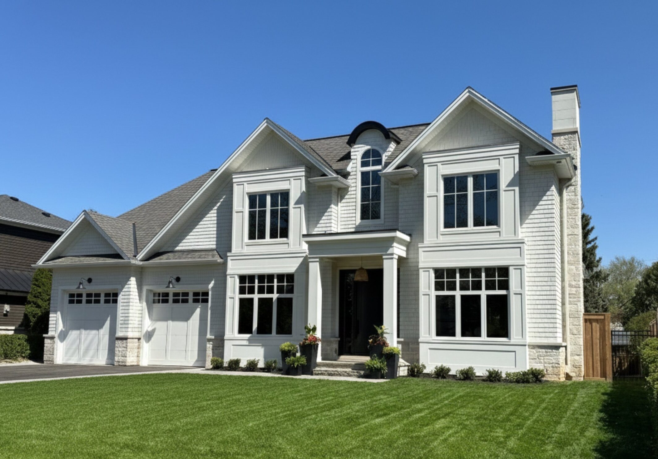 Luxury custom home exterior in Oakville built by Prasada Custom Homes