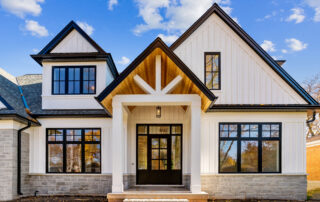 Modern farmhouse custom home front elevation built to green building standards